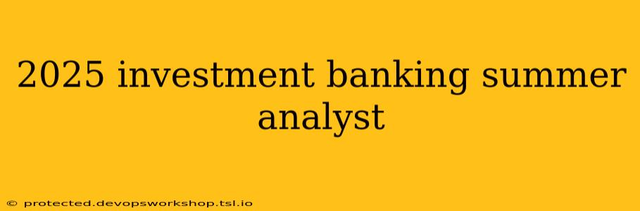 2025 investment banking summer analyst