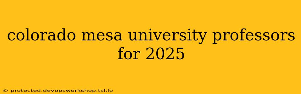 colorado mesa university professors for 2025