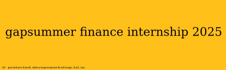 gapsummer finance internship 2025