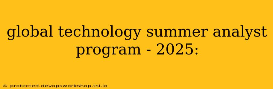 global technology summer analyst program - 2025: