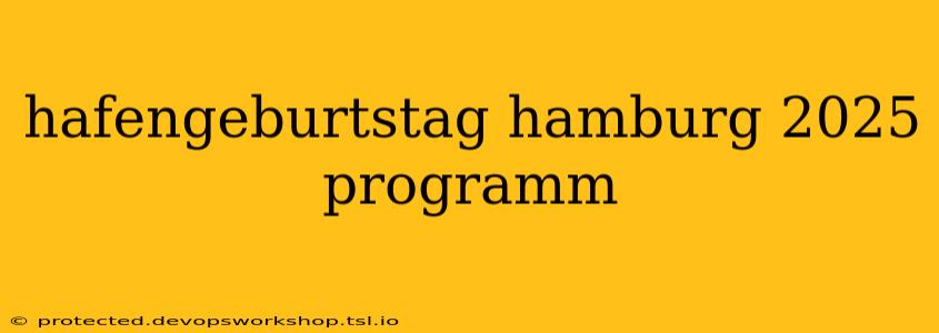 hafengeburtstag hamburg 2025 programm