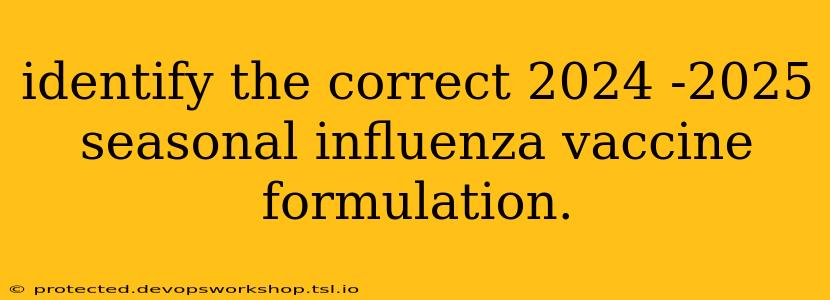 identify the correct 2024 -2025 seasonal influenza vaccine formulation.