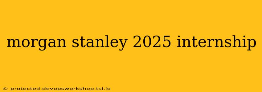 morgan stanley 2025 internship