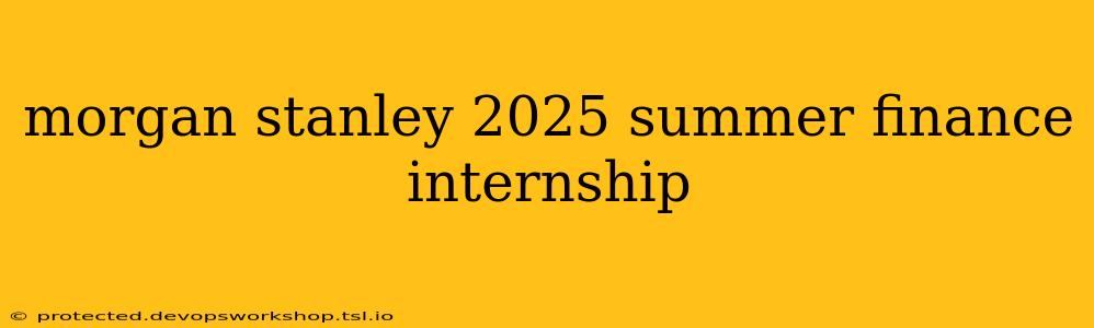 morgan stanley 2025 summer finance internship