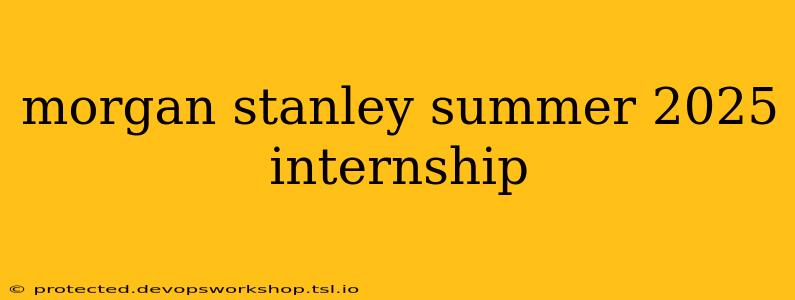 morgan stanley summer 2025 internship