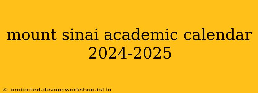 mount sinai academic calendar 2024-2025