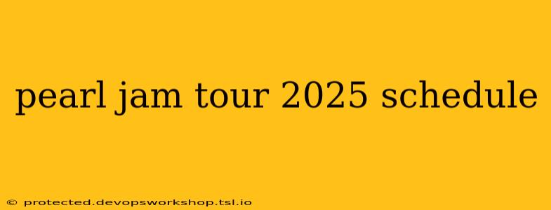 pearl jam tour 2025 schedule