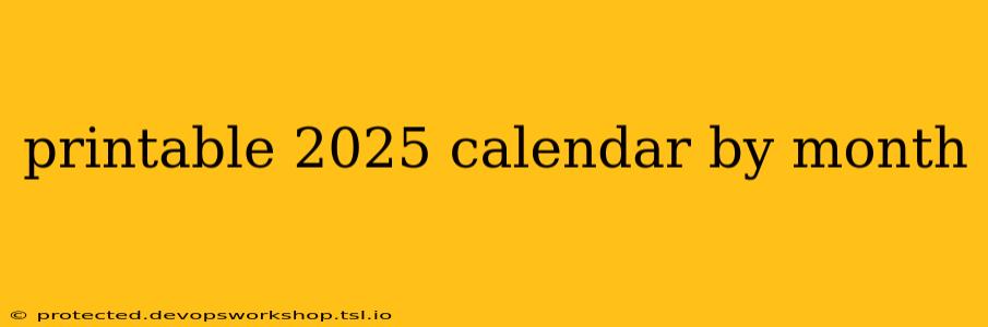 printable 2025 calendar by month