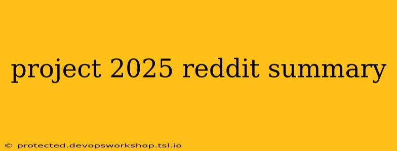 project 2025 reddit summary