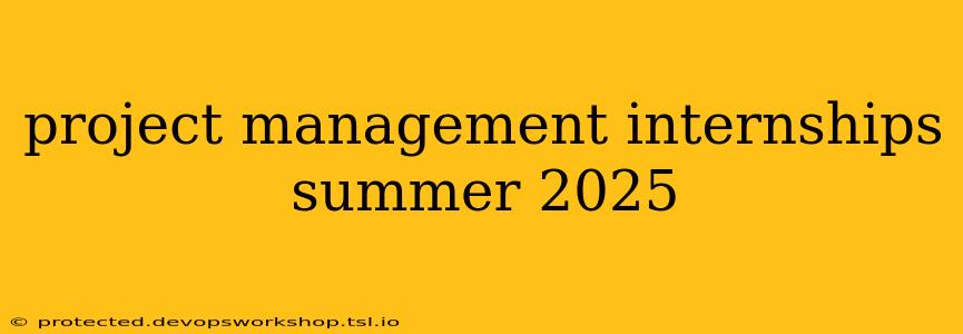 project management internships summer 2025