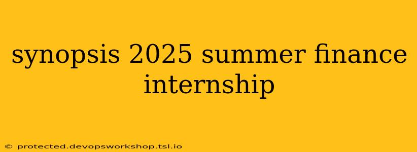 synopsis 2025 summer finance internship