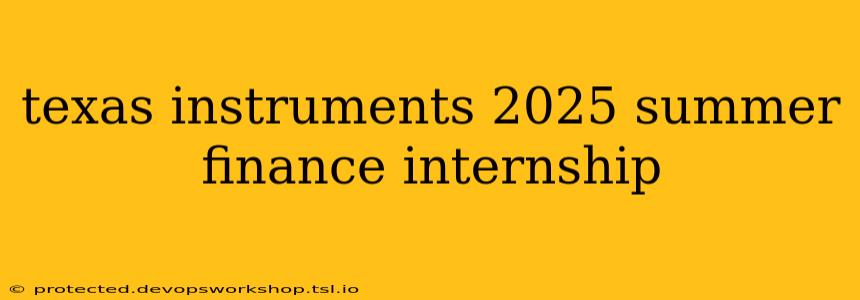 texas instruments 2025 summer finance internship