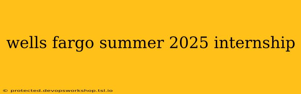 wells fargo summer 2025 internship