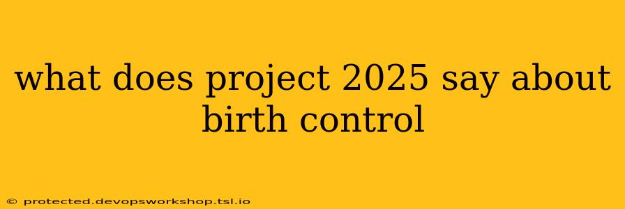 what does project 2025 say about birth control