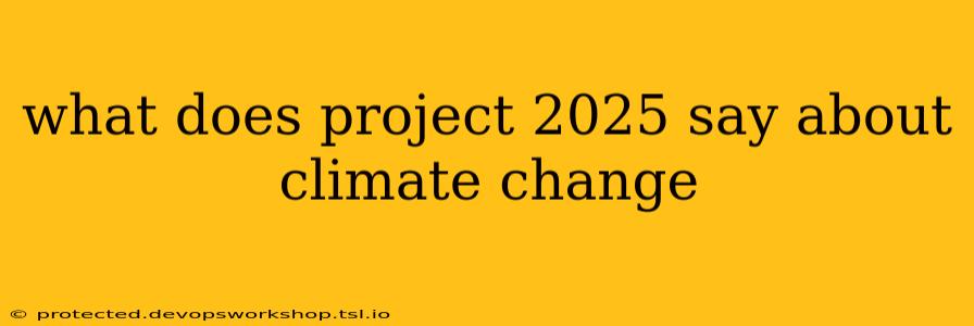 what does project 2025 say about climate change